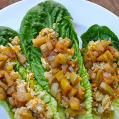 Cinnamon Ground Turkey Lettuce Wraps with Quick Apple Chutney