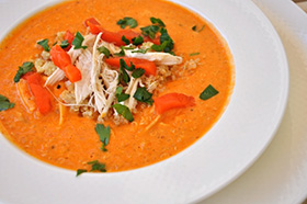 Chicken Soup with Quinoa & Roasted Red Peppers