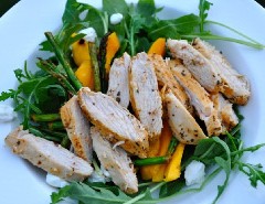 Herb Chicken, Arugula and Mango Salad